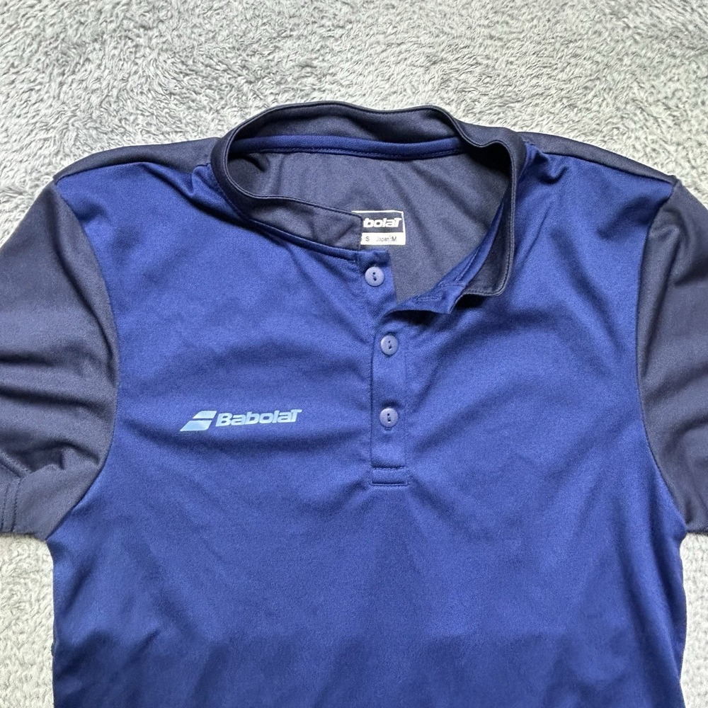 Babolat Play Tennis Polo Shirt Men's S Blue Neavy Henley Short Sleeve Sport EUC - Picture 4 of 8